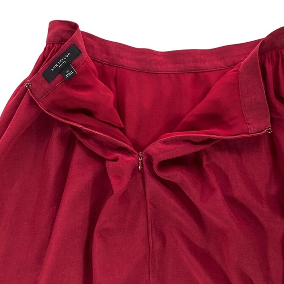 Ann Taylor Size 4 Petites 4P Skirt Women's Linen Lined Maroon Red A-line 24"L - Picture 9 of 12